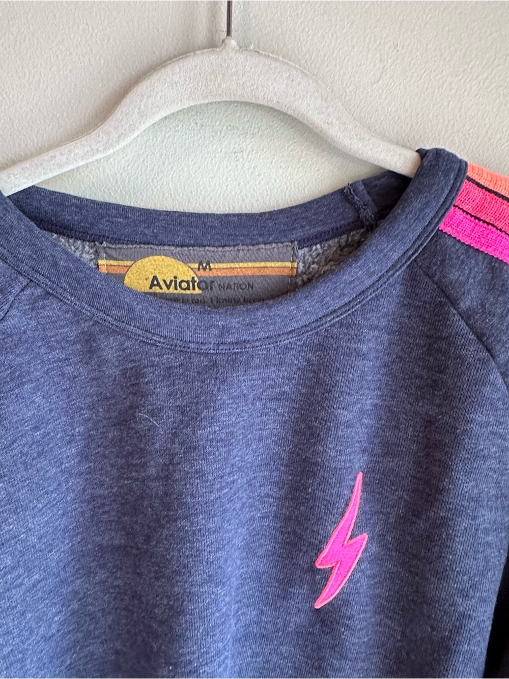2ps Set Aviator Nation 5 Stripe Bolt Cropped Sweatshirt & Sweatpants READ - Picture 5 of 13